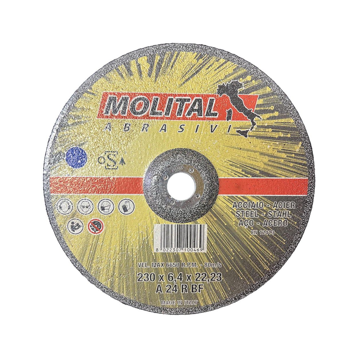 صفحه فرز برش مولیتال A24 R BF آبی 230 ایتالیایی